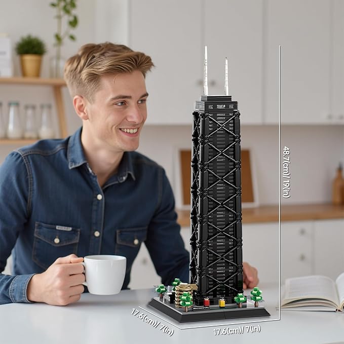 John Hancock Center Chicago Architecture Model Building Blocks Sets The Office Landmarks Skyline Set Toys Collection for Kids Adults 1284Pcs