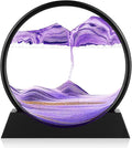 Moving Sand Art Picture - 3D Quicksand Painting Decor - Round Glass 3D Deep Sea Sandscape - Relaxing Home Decoration Desk Toys for Home Office Desk Mantle Bookshelf- (Purple, 7 in)