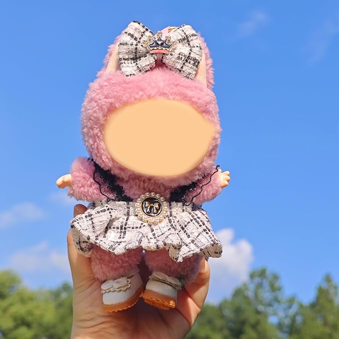 Clothes for 17cm Doll, 2 PCS Cute Chic Style Hair Clip & Dress Set, Dress up Outfit Exquisite Accessories for Dolls