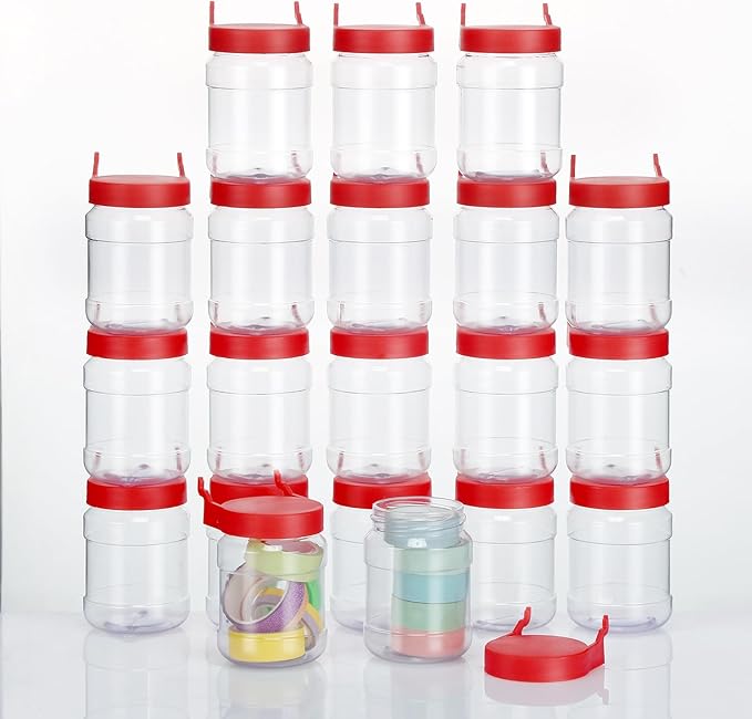 Unittype 20 Set Pegboard Organizer Accessories Peg Boards Jars with Lids Plastic Pegboards Bins Storage Containers Clear Peg Board Wall Organizer for Garage Sewing Office Home Supplies(Red)