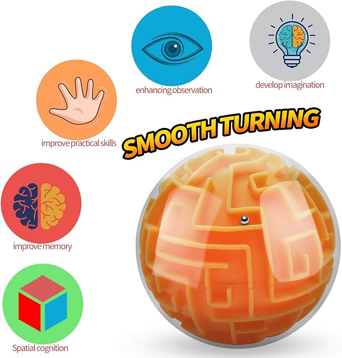 YongnKids Amaze 3D Memory Sequential Maze Ball Puzzle Toy Gifts for Kids Adults - Challenges Game Lover Tiny Balls Brain Teasers Game (Orange)
