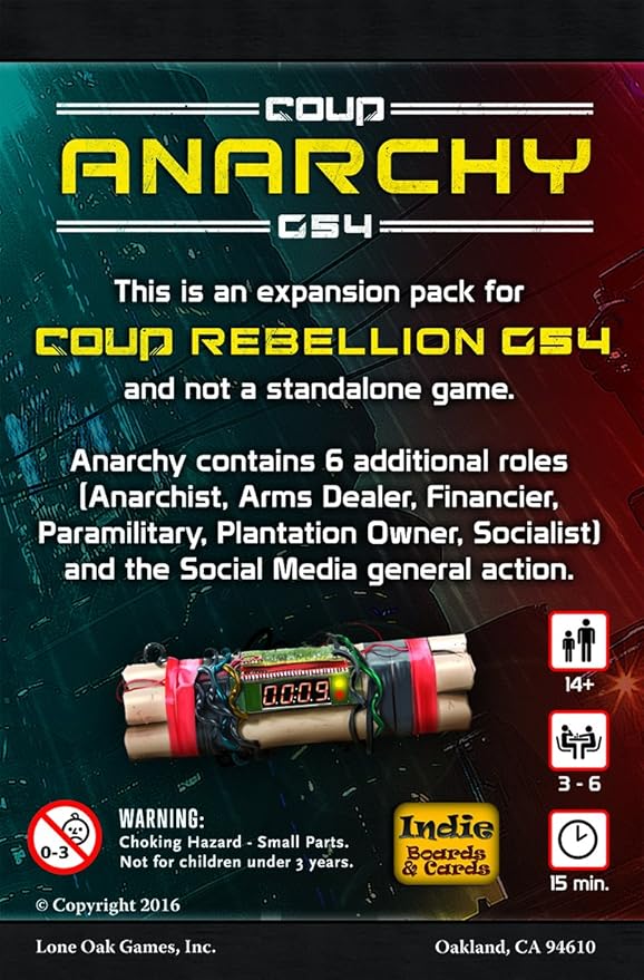 Coup: Rebellion G54 - Anarchy Card Game Expansion – Add New Roles & Actions – 3-6 Players Ages 14+ – Fast-Paced Strategy & Bluffing Game