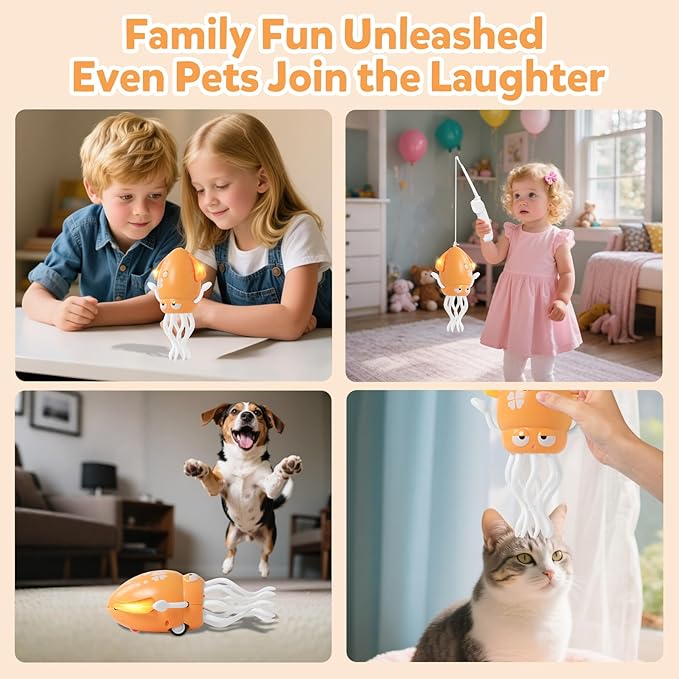 Dancing Octopus Baby Toys, Electric Crawling Squid Infant Tummy Time Toy with Light & Music, Interactive Sensory Toy for Toddlers & Kids (Ages 0-6+), Birthday Gift for 6 12 18 24 36+ Months Boy Girl