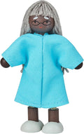 PlanToys® Wooden Grandmother Dollhouse Figure - Dark Skin Tone | Poseable 1:12 Scale Dollhouse People | Montessori Pretend Play Doll with Bendable Arms & Legs | Eco-Friendly Wooden Figurine for Kids