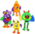 4E's Novelty Halloween Crafts for Kids (4 Pack) Silly Monsters Foam Magnet Fall Crafts Bulk, Halloween Party Activities
