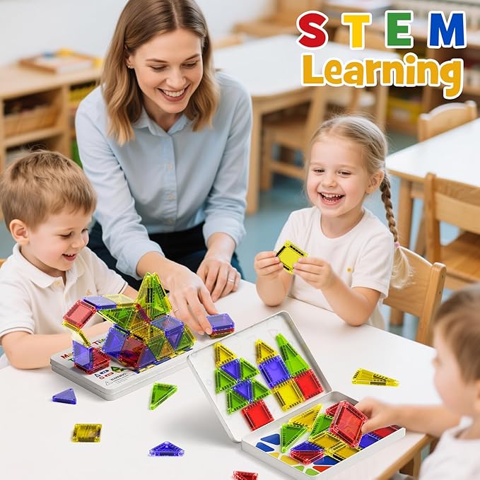 Magnetic Building Toys STEM Magnet Travel Construction Set with Storage Box - Educational Birthday Gifts for Boys & Girls Magnetic Building Toys for 3-8 Year Olds(40 PCS)