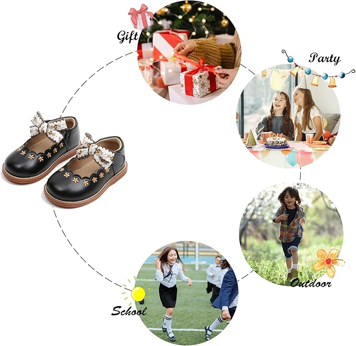 Felix & Flora Toddler Little Girl Mary Jane Dress Shoes - Ballet Flats for Girl Party School Shoes