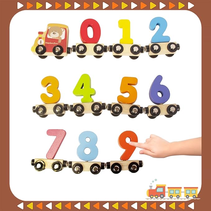 Number Train Set for 1 2 3 Year Olds, Educational Toy Cars for Toddlers, Montessori Learning Toys for Boys and Girls (Red)