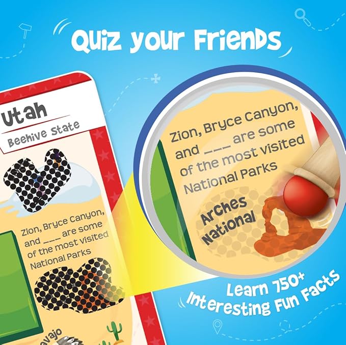 Imagimake Mapology USA Flash Cards | Learn United States Along with Flags and State Shapes | Ages 8-12 | Foam Jigsaw Puzzle, Fun Facts, Educational Toy for Kids | Gift for Christmas and Birthdays