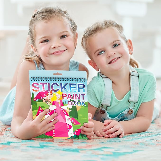 3 Pack Sticker Book Paint by Sticker Kids Ages 4-10 Reusable Sticker Book for Toddlers Boys and Girls Birthday Gifts Party Favor, Travel Activity Book Set for Learning and Playing