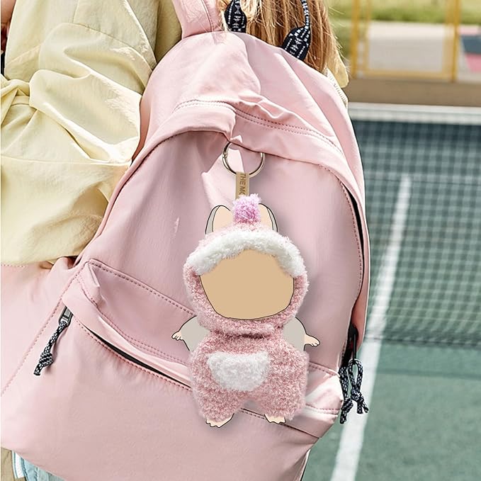 Clothes for Doll, Pink Plush Outfit for 17 cm (6.7in) Dolls, Keychain Accessories for Dolls - Cute Clothes for Boys Girls Birthday (Pink Dinosaurs)