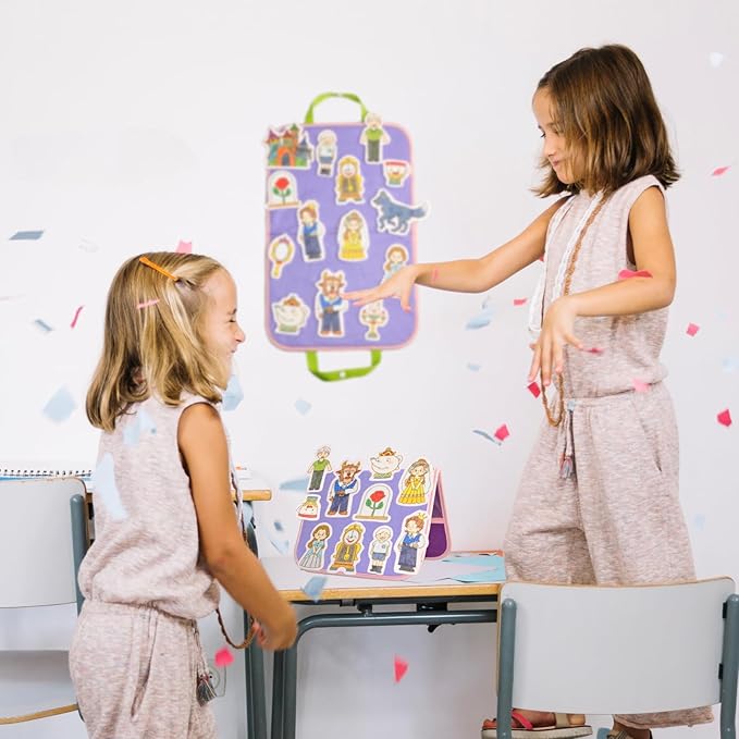 CHEFAN 2 Pack Felt Board for Kids, Portable Travel Storyboard, Preschool Activity Play Kits, Board Only, Blue&Purple