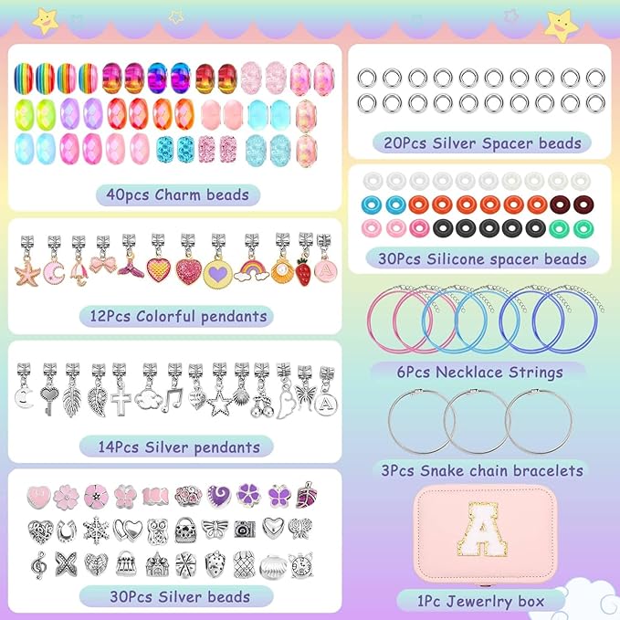 Charm Bracelet Making Set with Jewelry Case Charm Pendant Bracelet Kit DIY Jewelry Making Art & Craft for Birthday Gifts Valentine Christmas