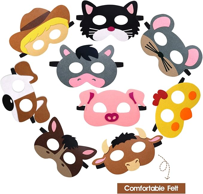 CiyvoLyeen Party Animals Felt Masks Jungle Farm Forest Animals Theme Birthday Party Favors Party Supplies for Boys or Girls