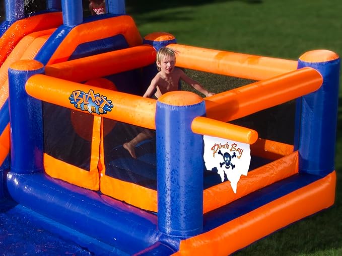 Blast Zone Pirate Bay - 20x12 Huge Wet/Dry Bounce House Water Park - Blower - Slide - Climbing Wall - Tunnel - Cannons