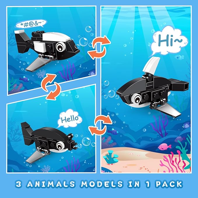 Building Sets 24 Packs Party Favors for Kids, 3 in 1, 72 Kinds of Transformable Animal Building Block Toy, Goodie Bag Stuffers, Classroom Student Prizes Christmas Birthday Gifts for Kid Age 6+