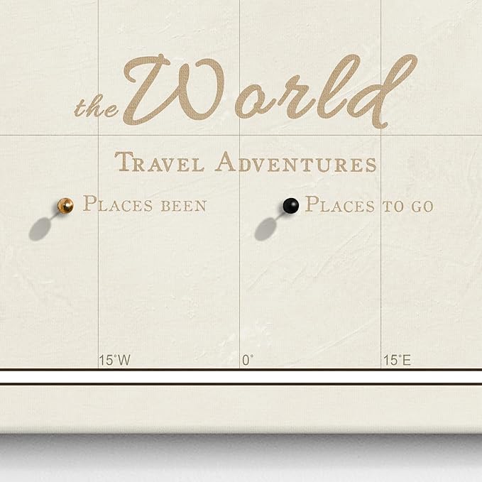 Canvas World Map with Cork Pin Board - English Lettering - Decorative Wall Decoration for All Rooms - Canvas Pictures with World Map Motif (70x50 cm, Pattern 9)