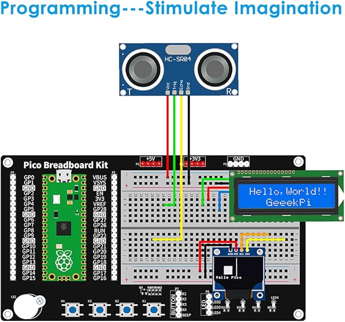 GeeekPi Micro Python Programing Kit for Raspberry Pi Pico, Breadboard, I2C 1602 LCD Display Module for Raspberry Pi Beginners & Software Engineer