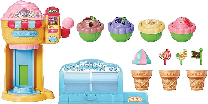KONGSUNI Series, Youngtoys playset Bath Restaurant Shower Teeth Veggie Cake Bakery ice Cream Nurse Cooking (Ice Cream Shop (English Package))