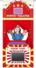 Doorway Puppet Theater with 2 Adjustable Rods 31x67 In Red Yellow Foldable Hanging Puppet Show Theater for Kids Pretend Play Hand Puppets Educational Kids Activities Toys Easy to Set Up Put Away