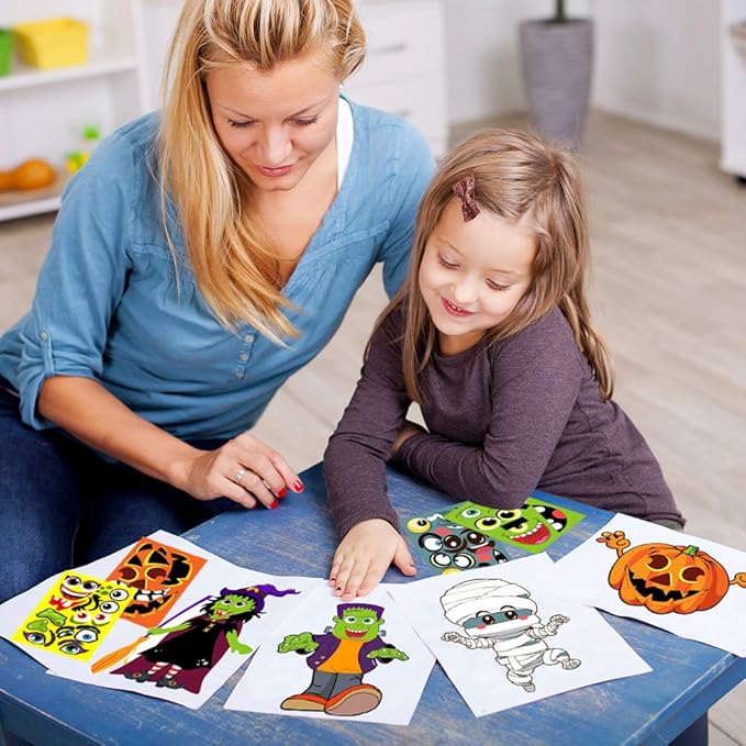 Make Your Own Jack-O-Lantern,Mummy,Witch,Monster Hunt Craft Stickers Kids Halloween Decorations 16pcs