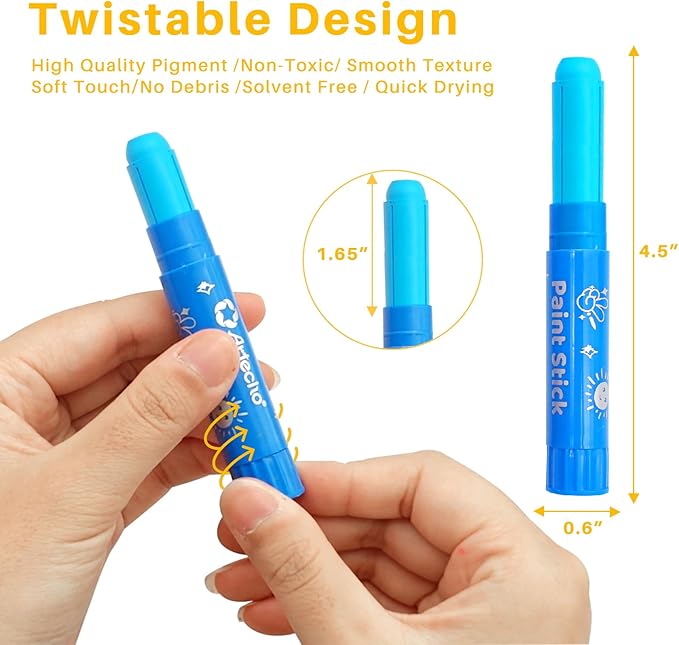 Tempera Paint Sticks, 36 Colors Washable Paint Sticks for Kids Including 12 Vibrant Colors, 12 Pastel Colors, 6 Neon Colors and 6 Metallic Colors