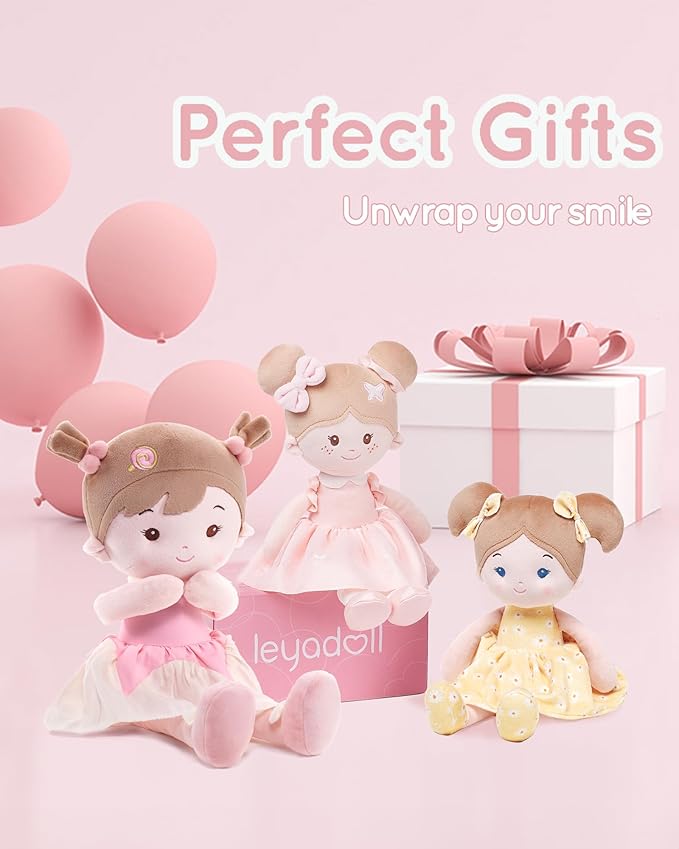 LeyaDoll Soft Baby Doll Toys (16''), My First Baby Rag Doll for 1 Year-Old Girl Birthday Gift, Christmas Plush Toys Gift for Toddler Kids Infants-Princess Lolly