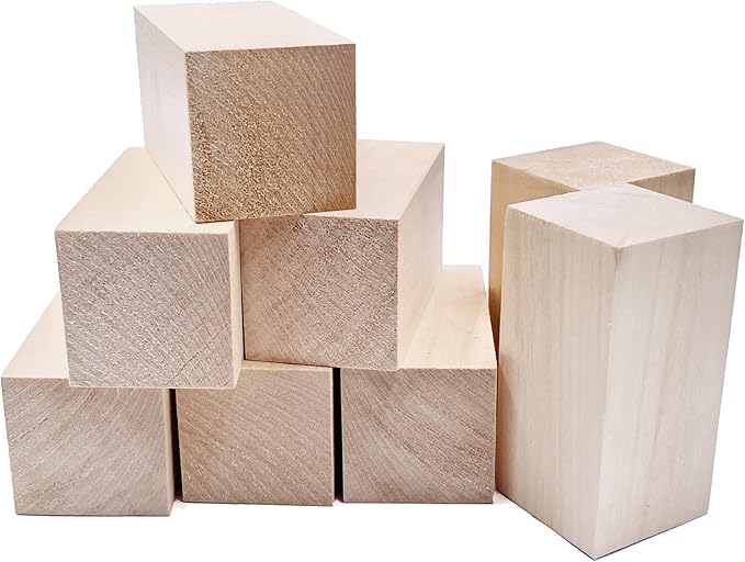 Thiecoc 8 Pcs Basswood for Carving - 4x2x2 Inch Basswood Blocks for Whittling and Wood Craft
