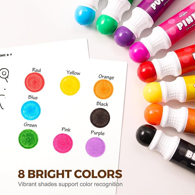 Jar Melo Washable Dot Markers for Toddlers, 8 Colors Dot Paints with 120 PDF & 10 Physical Activity Papers, Non-Toxic Bingo Daubers for Toddlers 2-4, Kids Arts and Crafts Supplies