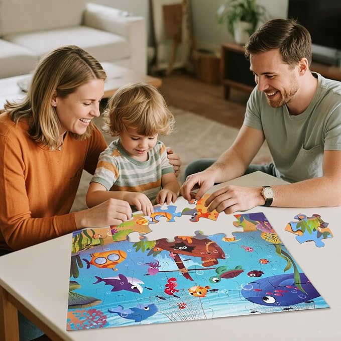 Floor Puzzle for Kids Underwater Jigsaw Large Puzzles 35 Piece for Toddler Children Learning Preschool Educational Intellectual Development Toys 3-5 4-8 Years Old Gift for Boys and Girls