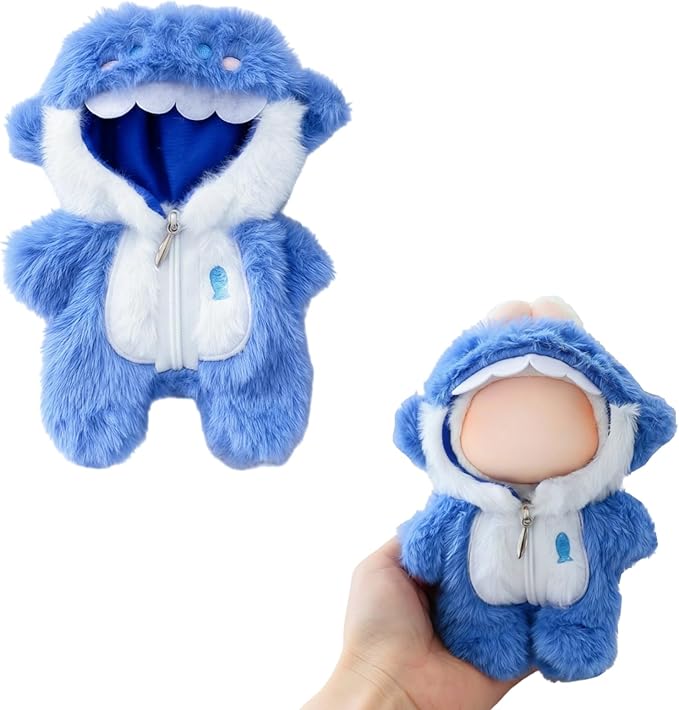 17cm Doll Clothes Set, Overalls Set for 6.7inch Doll Suit, Faking Animal Style Outfit Jumpsuit, Cute Fashion Dress Up Clothes Accessories for 1st/2nd/3rd Gen Dolls (Shark)
