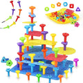 Ggiibro Peg Board Set STEM Toys for Toddlers Ages 3-6 | Montessori Sensory Stacking & Lacing Kit with Thick/Thin Foam Boards & Strings | Preschool Learning Toys for Fine Motor Skills Development