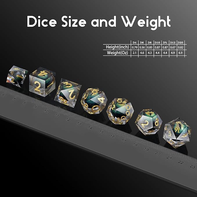 DNDND Eye Resin DND Dice Sharp Edge Resin D&D Die with Gift Case for Dungeons and Dragon Game (Green Dragon Eye)
