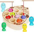 Wooden Magnetic Fishing Game for Toddlers 3-5,Montessori Preschool Education Activities Learning Fine Motor Skills Color Sorting Magnet Fish Toys Easter Gift for Boys Girls