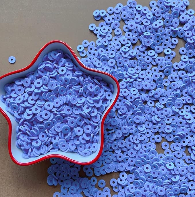 3000Pcs Clay Beads Flat Round Polymer Bead Vinyl Heishi Beads Flat Round Polymer Bead for Jewelry Making Necklace Bracelet (18-Pastel Blue)