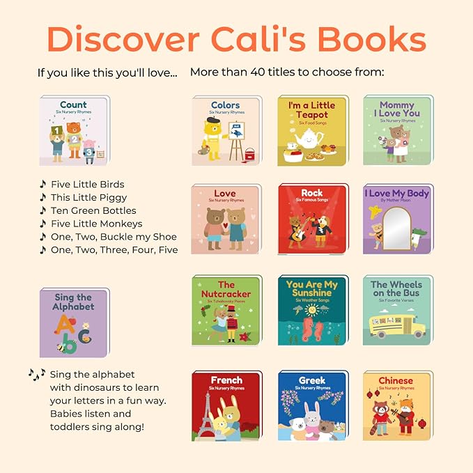 Cali's Books Shapes Book for Toddlers 1-3 - Musical Books for Kids, Interactive Talking Baby Sound Book, Educational Song Learning Toys, Sing and Learn Music Toy for Babies