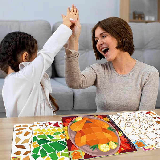 TBEEJ 2PCS Thanksgiving Day Crafts for Kids Ages 4-8 Sticker Paint Books Gift Party Create 20 Pictures（Sticker Sheets are Separate）
