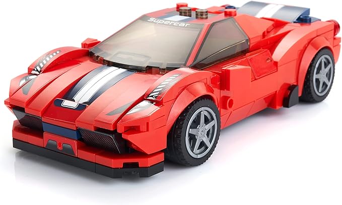 Block Builder Ferrari F8 Racing Car Building Block Set (306 Pieces). Racing Car Building Blocks for Kids and Adults