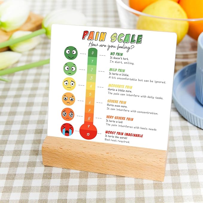 Pain Scale Decor Therapist Office Sign Mental Health Gifts Psychology Decorations for Corner Classroom Counseling Recovery Self Care Encourage Gifts for Women Kids Adults
