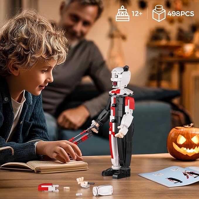 Clown Art Building Block Set, Halloween Horror Movie Sets Figure Set Compatible with Lego, Collectible Christmas Creative Toys for Film Fans Kids Boys and Girls (498pcs)