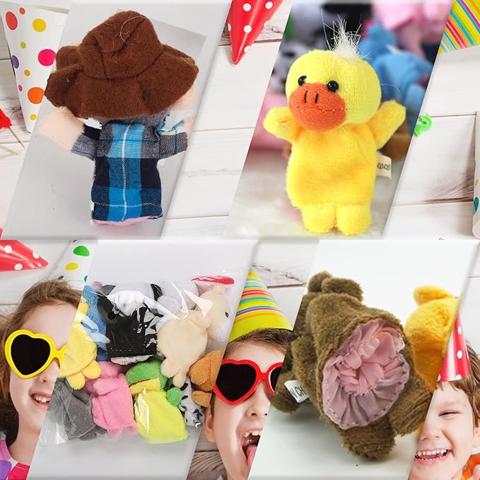 RIY 10Pcs Story Time Finger Puppets - Old Macdonald Had A Farm Educational Puppets Easter Basket Stuffers