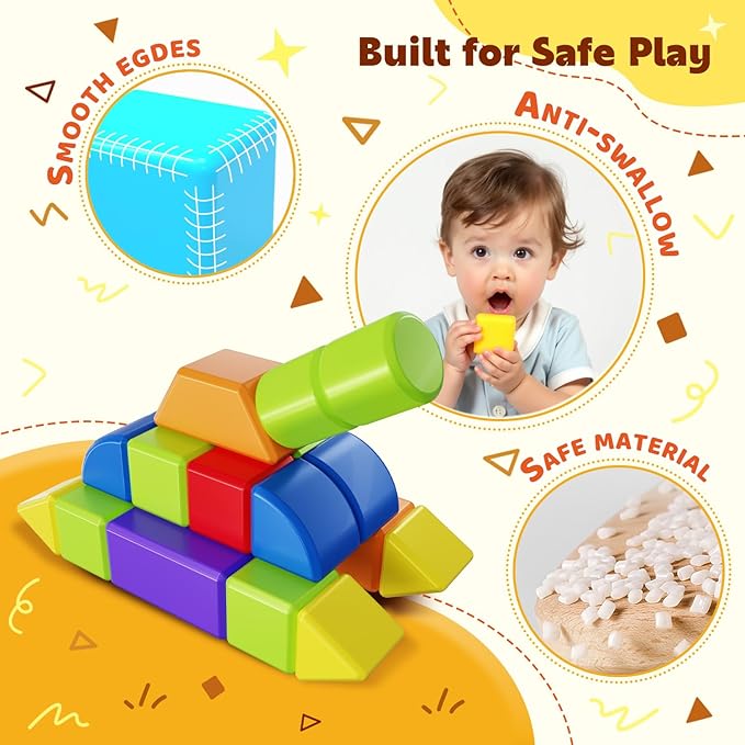 Magnetic Blocks with Multiple Shapes, 1.65 inch Large Magnetic Building Cubes for Kids, Sensory Montessori Stacking Toys for Boys & Girls Ages 3 4 5 6 (21pcs)
