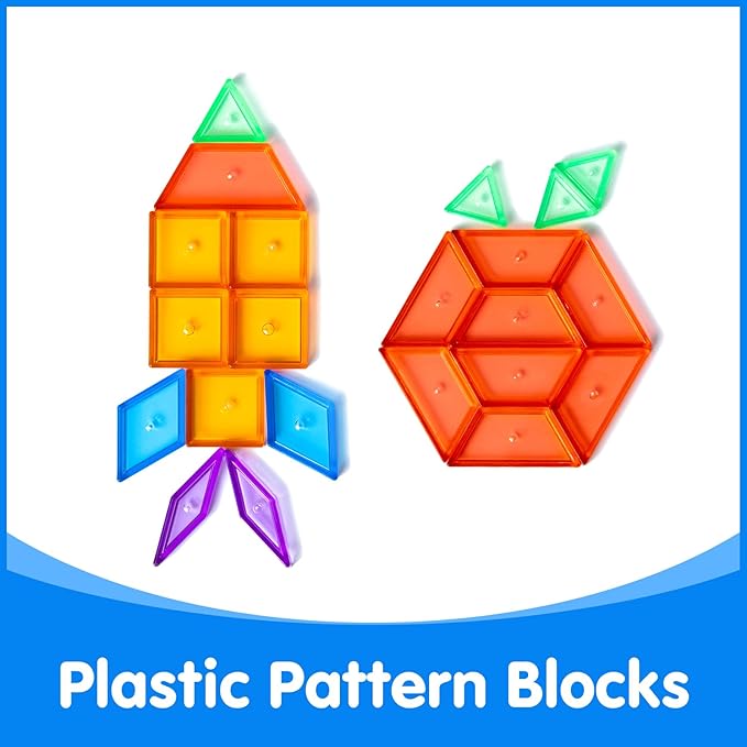 140 Pcs Translucent Pattern Blocks - Educational Light Table Manipulatives and Accessories - Fun and Engaging Geometric Shapes