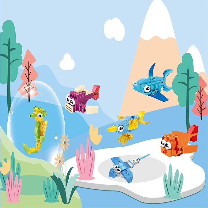 Party Favors for Kids - 24 Pack Animals Building Blocks for Goodie Bags Stocking Stuffers Classroom Prizes Birthday Gifts Toy Building Sets for Kids 6-12yrs