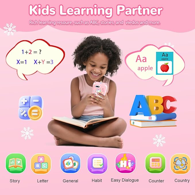 Lapare Kids Smart Phone Toy for Girls, Christmas Birthday Gifts for Girls Age 3-10, 2.8" Touchscreen Toddler Learning Play Toy Phone with Dual Camera, Game, Music Player, 32GB Card(Pink)