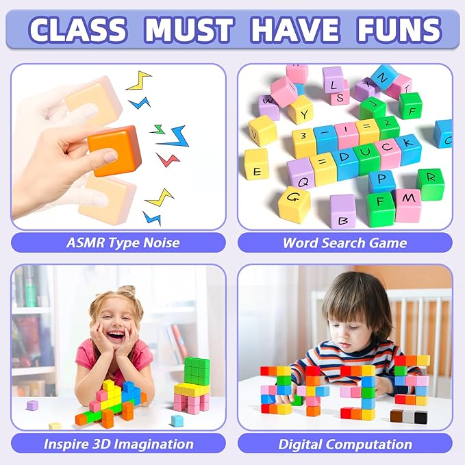 Magnetic Blocks, Magnet Building Toys for Toddlers, Preschool Sensory Autism STEM Toys for 3+ Year Old Boys & Girls, Magnetic Cubes as for Kids Ages 3-5 4-8