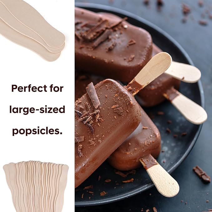 8" Jumbo Wood Wavy Popsicle Sticks,50 Pcs Fan Sticks,Fan Handles,Extra Large Natural Wood Craft Sticks,Jumbo Sticks for Wedding Programs,Waxing,Craft Project,DIY Classroom Crafts,Woodcraft