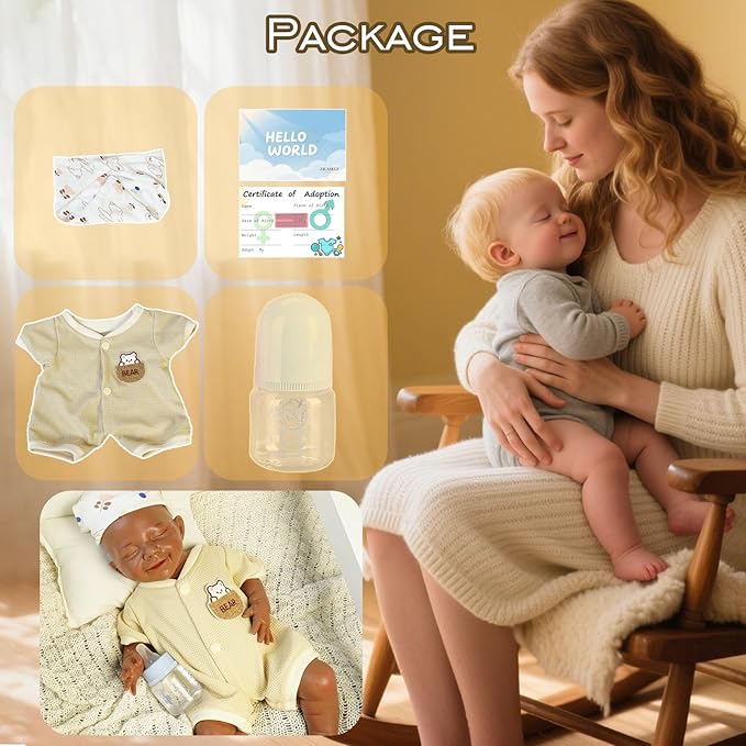 Full Silicone Baby Dolls,18.2 in Silicone Realistic Newborn Baby Doll, Non Vinyl 1:1 Lifelike Reborn Sleeping Dolls (Eve-Maroon)