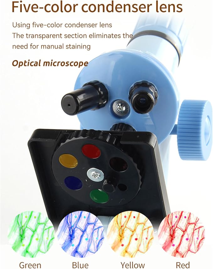 XD508 Microscope for Kids - 100X 600X 1200X Beginner Microscopes kit with LED Light, Science Educational Gift and Toy for Boy&Girl Birthday Halloween Christmas（Green）