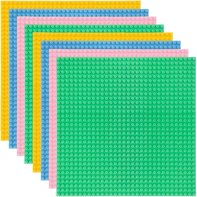 Lekebaby 8 Pack Classic Baseplates Building Base for Building Bricks, 10" x 10" Building Boards - 100% Compatible with Major Brands, Macaron